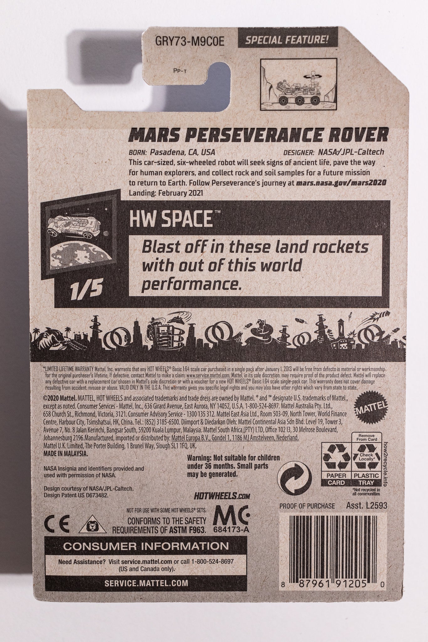 NASA Mars Perseverance Rover Hot Wheels